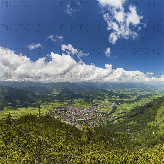 Panorama from Schattenberg, 1692m, on Oberstdorf, Allgäu, Bavaria, Germany, Europe