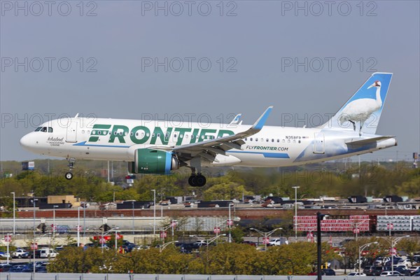 An Airbus A320neo aircraft of Frontier Airlines with the registration number N358FR at Chicago