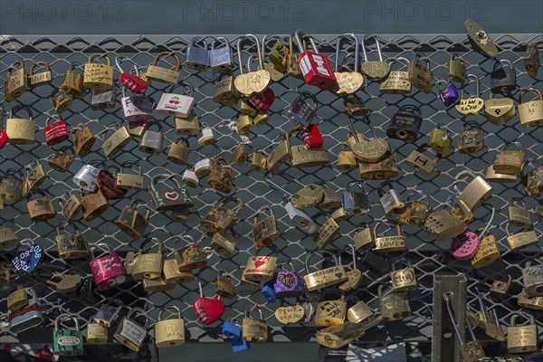 Love locks on a fence, Paris, France, Europe