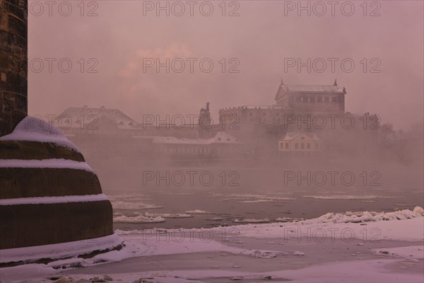 Dresden morning fog over the Elbe