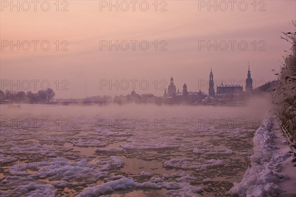 Dresden morning fog over the Elbe