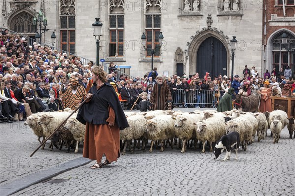 BRUGES, BELGIUM, MAY 17: Annual Procession of the Holy Blood on Ascension Day. Locals perform an