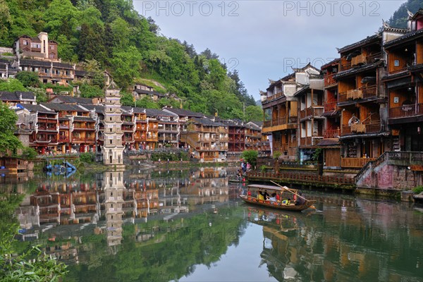 Chinese tourist attraction destination, Feng Huang Ancient Town (Phoenix Ancient Town) on Tuo Jiang
