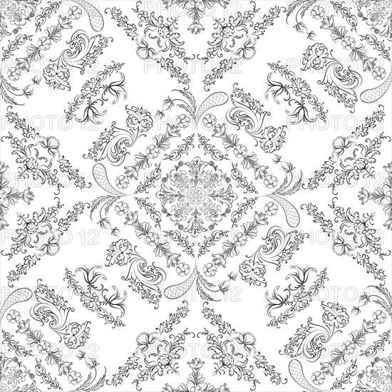 Hand drawn seamless floral pattern on a white background, vector textile template