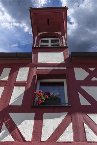 Historic lift bay window on a residential building, Schnaittach, Middle Franconia, Bavaria,