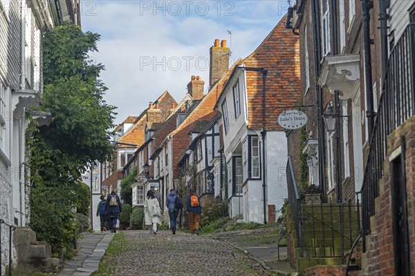 Paved Mermaid Street, Rye, East Sussex, England, United Kingdom, Europe