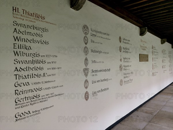 Commemorative plaque of the abbesses, St. Boniface, a former free-world ladies' convent with a