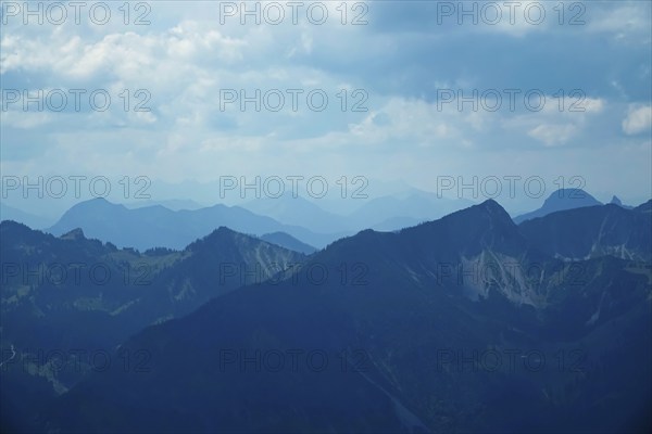 View from the Wendelstein into the surroundings, August, Bavaria, Germany, Europe