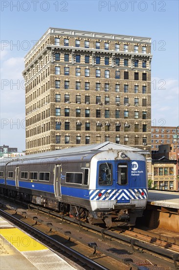 Metro-North Railroad commuter train at Harlem 125th Street station in New York, USA, North America