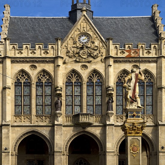 City Hall with Romans at the Fish Market, Erfurt, Thuringia, Germany, Europe