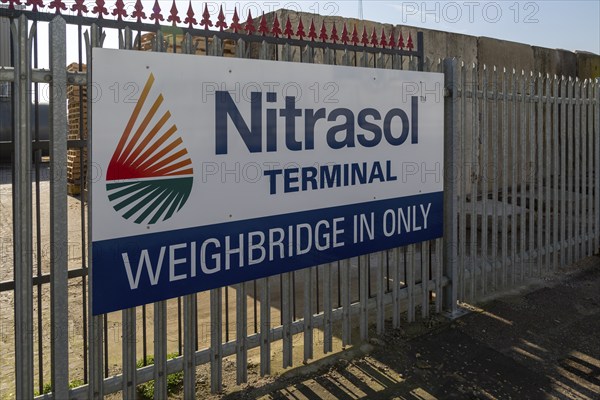 Sign for Nitrasol terminal weighbridge, Great Yarmouth, Norfolk, England, UK