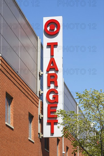 Target logo on a branch of the discount supermarket shop in Chicago, USA, North America