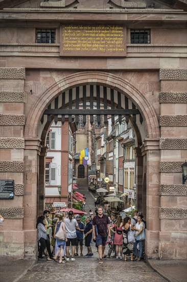 Bridge Gate Old Bridge, Heidelberg, Baden-Württemberg, Germany, Europe