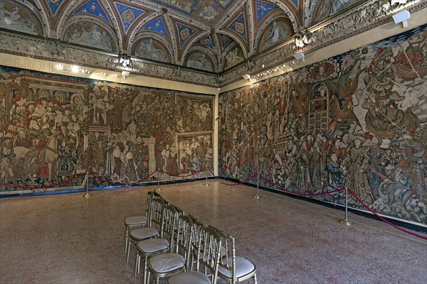 Historic tapestries in a room in the Villa del Principe, Palazzo di Andrea Doria, Piazza dei