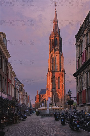 Delft, Netherlands, May 12, 2017: Nieuwe Kerk New Church protestant church on Delft Market Square