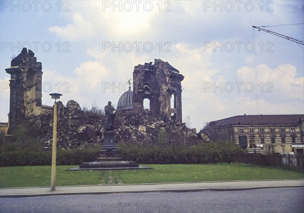 Rubble of the Dresden Frauenkirche by George Bähr, burnt out after the bombing raid of 13 February
