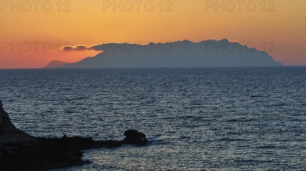 Sunset, Marettimo Island, Cala Faraglione, Il Faraglione, Levanzo, Egadi Islands, Sicily, Italy,