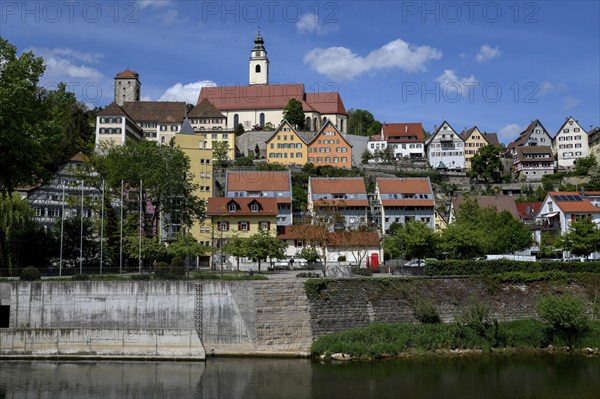 View of Horb am Neckar with the former Dominican monastery, the collegiate church Heilig Kreuz and