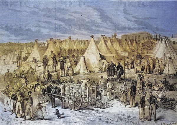 The Camp of Saint Maur, Camp of the Guards and Infantrymen of the French Army, 1869, France,