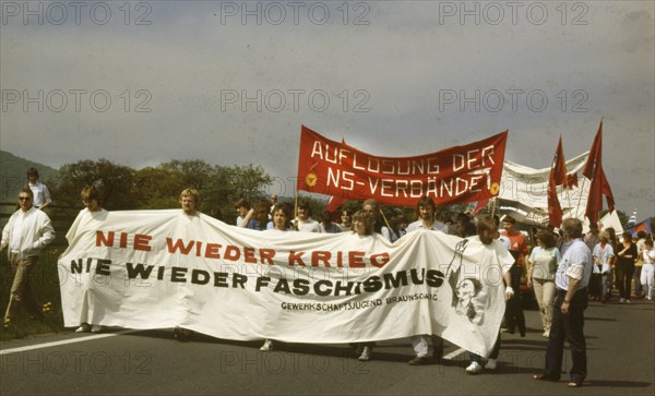 DEU, Germany: The historical slides from the 84-85 r years, Oberaula. Protest demonstration against
