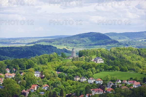 View of Eisenach from Wartburg Castle with the fraternity monument
