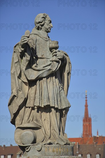 Sculpture Saint Charles Borromeo, Cardinal, Bishop of Milan, Italian, blurred Lady Chapel, Old Main