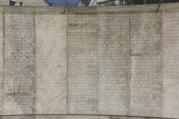 Memorial plaque at the Protestant St. Andrew's Church, memorial, lists of names of the fallen and