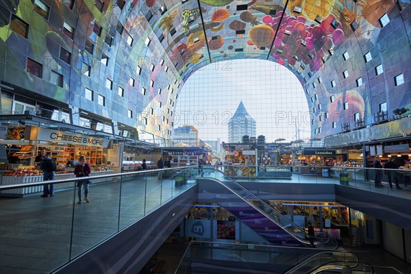 ROTTERDAM, THE NETHERLANDS, MAY 11, 2017: Interior view of the Market Hall (Markthaal) residential