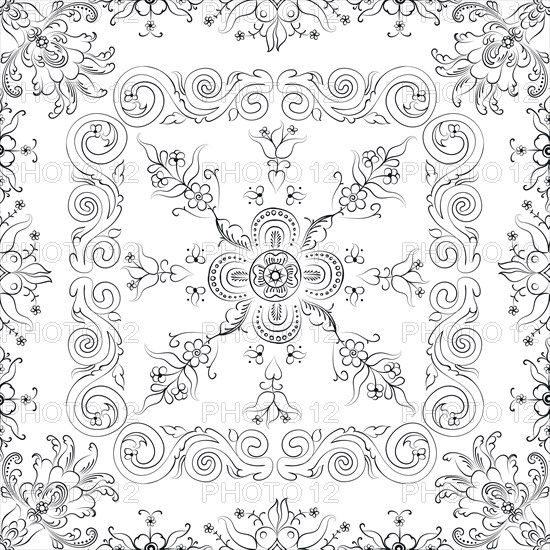 Hand drawn seamless floral pattern on a white background, vector textile template
