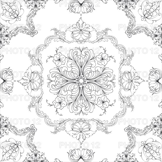 Hand drawn seamless floral pattern on a white background, vector textile template