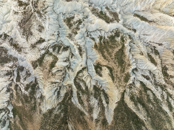 Bare ridges of eroded sandstone in the badlands of the Tabernas Desert, Europe's only true desert,