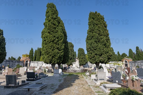 Graves in the central cemetery of Venice, cemetery island of San Michele, Venice, Italy, Europe