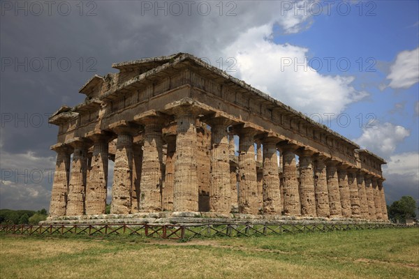 The Athenaion, Temple of Ceres or Temple of Athena in Paestum, Campania, Italy, Europe