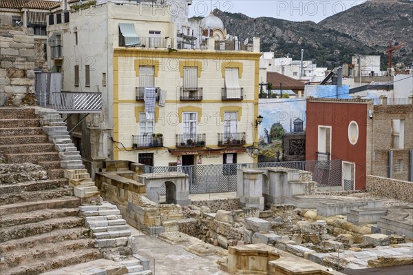 Teatro Romano, Roman amphitheater, in the old town of Cartagena, Region of Murcia, Spain, Europe