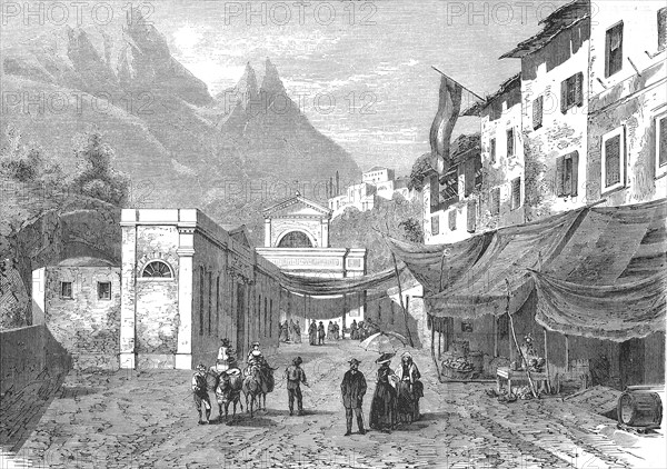 Casamicciola Terme on the island of Ischia, 1869, Gulf of Naples, Italy, Historic, digitally