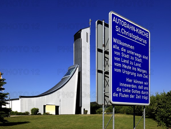 St. Christopher's motorway church, Himmelkron, Kulmbach district, Upper Franconia, Bavaria,
