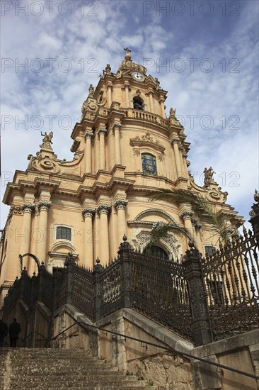 Old Town of Ragusa, the Collegiate Church of San Giorgio or Cathedral of Saint George in the late