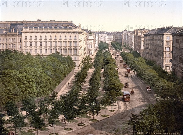 Der Opernring, Wien, Österreich, um 1890, Historic, digitally restored reproduction from a 19th