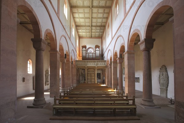 Interior view of Carolingian monastic complex Church of St. Michael and St. Gertraud in Neustadt am