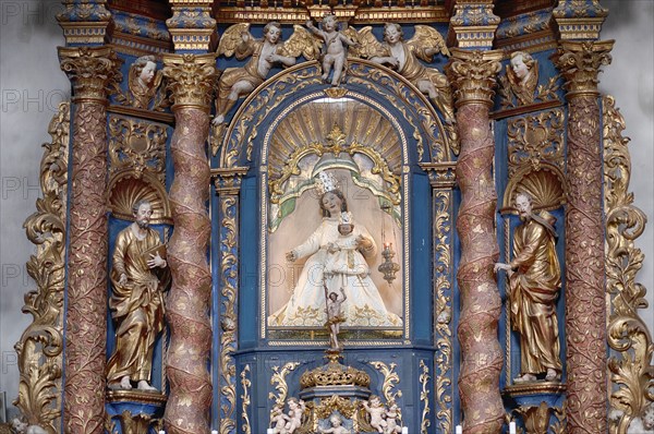 Madonna figure, altar of Our Lady of the Rosary, side altar, church Basilica Parrocchiale SS.