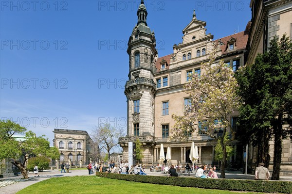 Residential Palace in spring. Large parts of the Residenzschloss in Dresden have already been