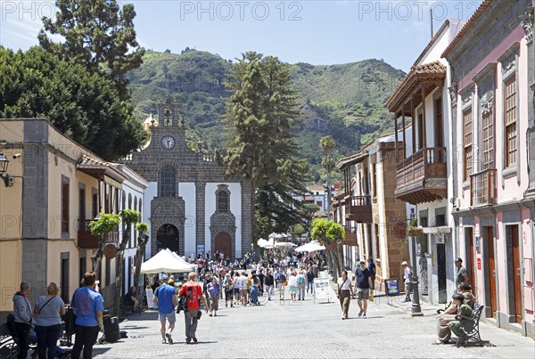 Pedestrian zone Calle Iglesia Chica in Teror, Las Palmas Province, Gran Canaria, Canary Islands,