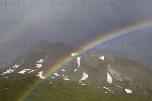 Double rainbow over the Mölltal, Moelltal valley, Hohe Tauern National Park, Carinthia, Kärnten,