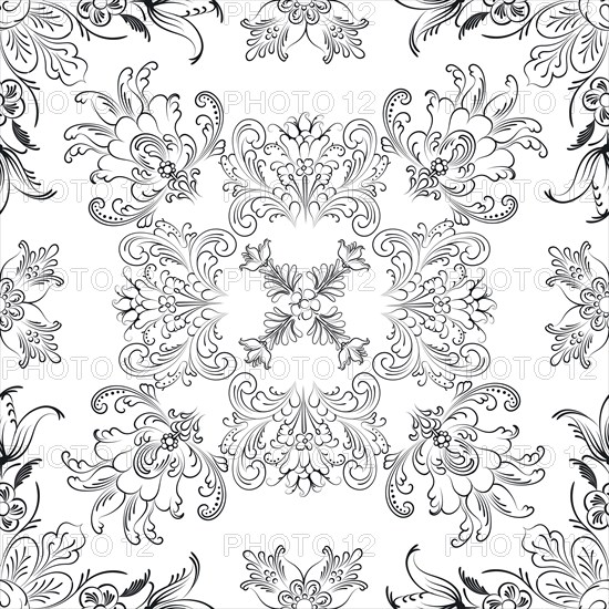 Hand drawn seamless floral pattern on a white background, vector textile template