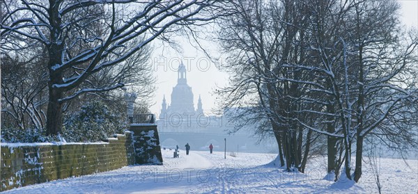 Dresden silhouette in winter