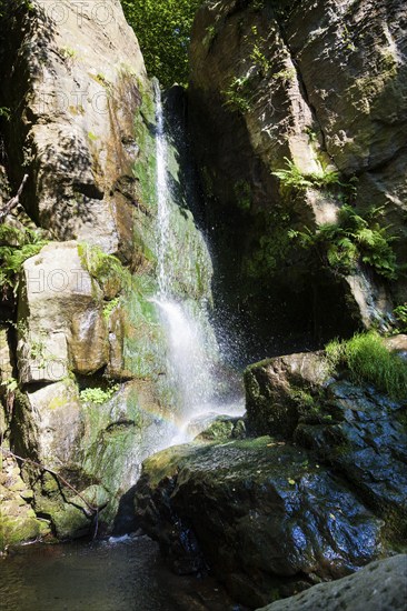 The Langenhennersdorf waterfall. Mouth of the Langenhennersdorf stream into the Gottleuba over a 9