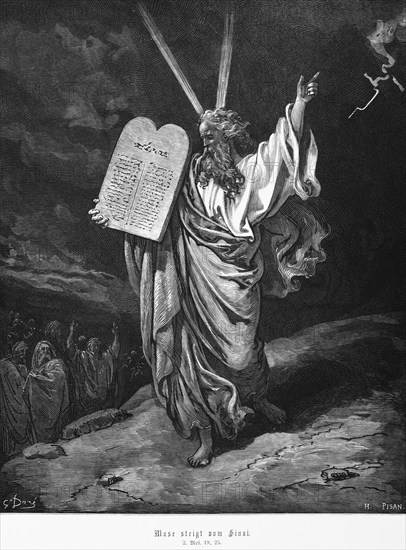 Bible, Moses descends from Mount Sinai, Second Book of Moses, 19, 25, Moses, Old Testament,