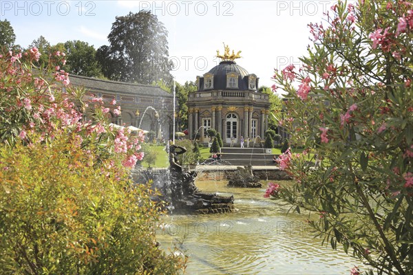 Waterworks and New Palace with Temple of the Sun at the Hermitage in Bayreuth, Upper Franconia,