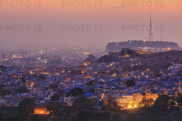 Aerial view of Jodhpur (aka Blue City due to the vivid blue-painted Brahmin houses around