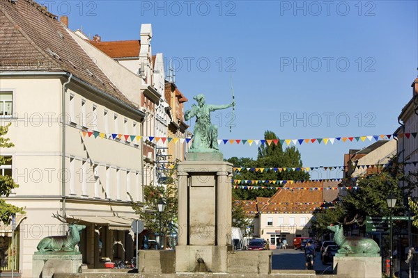 Großenhain main market with Diana fountain
